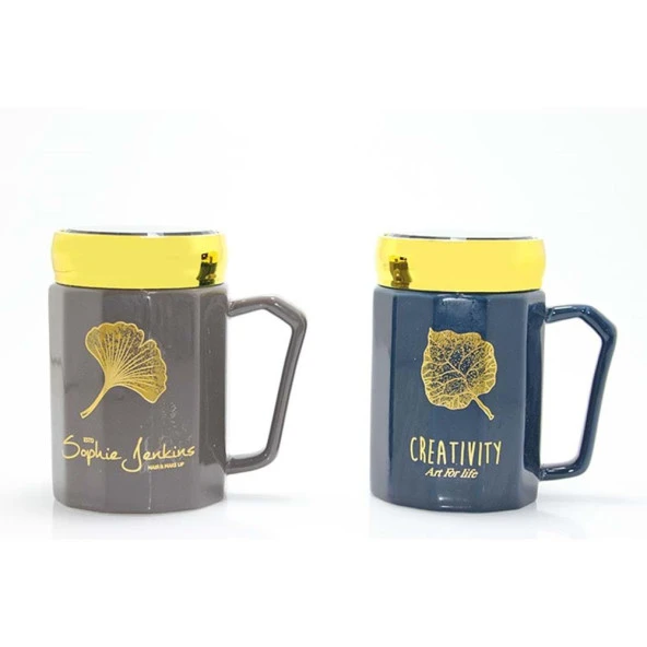 Ayna Kapaklı Porselen Kupa Bardak Dekoratif Hediyelik ürün görseli