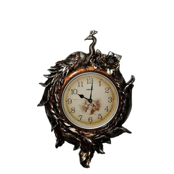 Duvara Asmalı Tavuskuşu Saat Dekoratif Hediyelik - 2