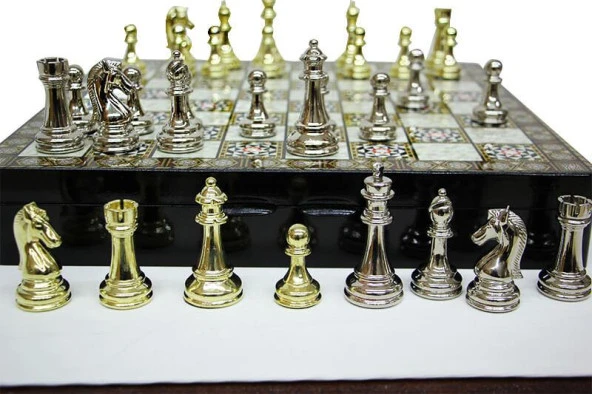 Satranç Taşı Zamak Kutulu Satranç Takımı Seti Hediyelik - Resim 3