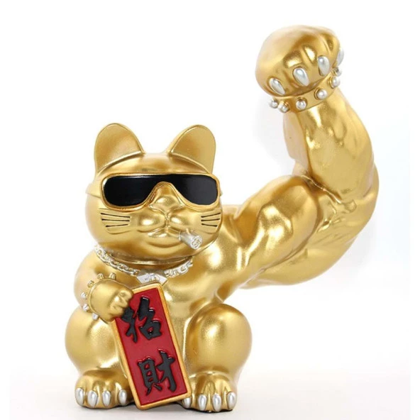 Polyester Şanslı Kedi Figürü Dekoratif Hediyelik - Resim 2