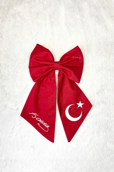 Kız Çocuk Ay Yıldızlı, Atatürk İmzalı Klipsli Toka Kırmızı