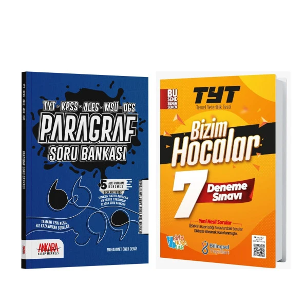 Bilinçsel TYT Bizim Hocalar 7 Deneme ve AKM Paragraf Soru Banaksı Seti 2 Kitap