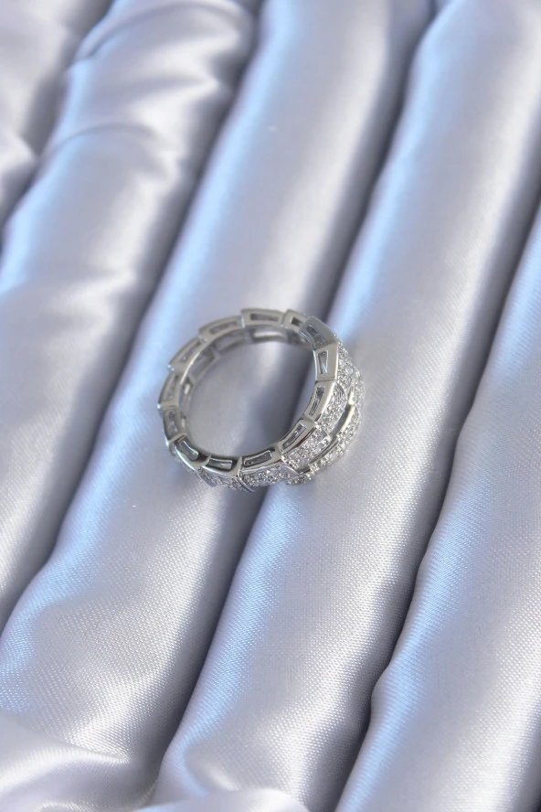 VIP Seri Gümüş Renk Yılan Model Kadın Yüzük - TJ-BYK2776 - Resim 2