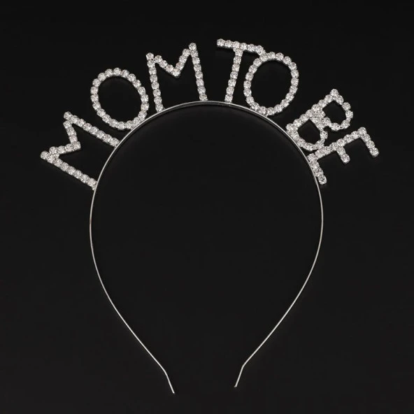 Parti Gümüş Renk Metal Taşlı Mom To Be Taç Baby Shower Anne Tacı - Resim 5