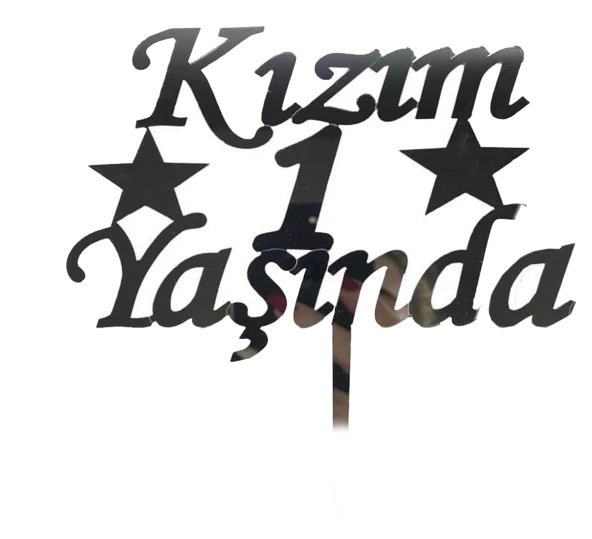 Kızım 1 Yaşında İlk Yaş Doğum Günü Partisi Pleksi Pasta Süsü Gümüş Renk - Resim 4