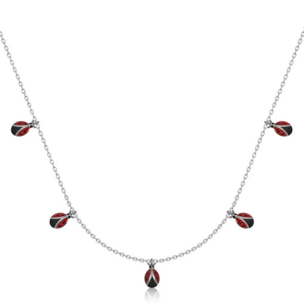 925 Ayar Gümüş Uğur Böceği Şans Kadın Kolye ürün görseli 1