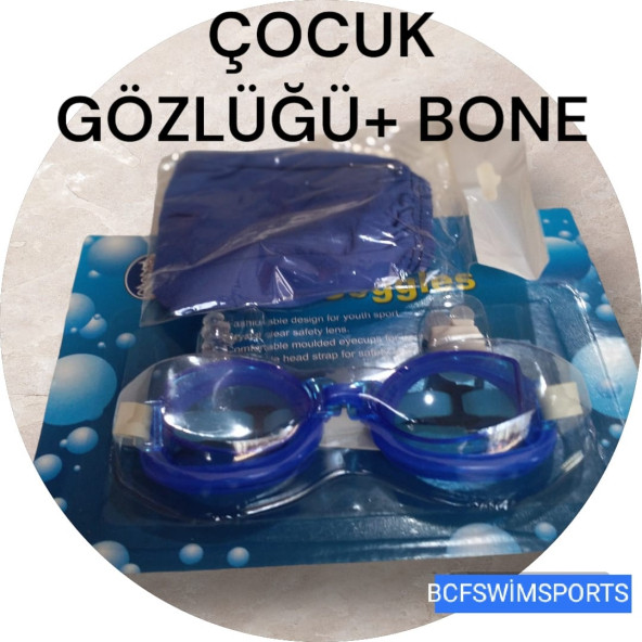 ÇOCUK YÜZÜCÜ GÖZLÜĞÜ BONE SETİ havuz gözlüğü Havuz bonesi deniz bonesi deniz gözlüğü seti - 3