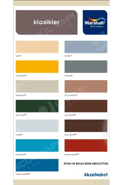 MARSHALL ENAMEL SENTETİK BOYA PARLAK 0.75 LT 1 KG METAL VE AHŞAP BOYASI YAĞLI BOYA - 3