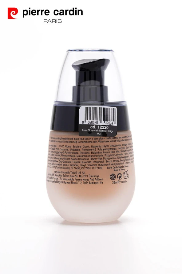 12220 -Pierre Cardin Aqua Wow Mineralli Su Bazlı Fondöten Rose Skin 901 with Neutral Beige - 2