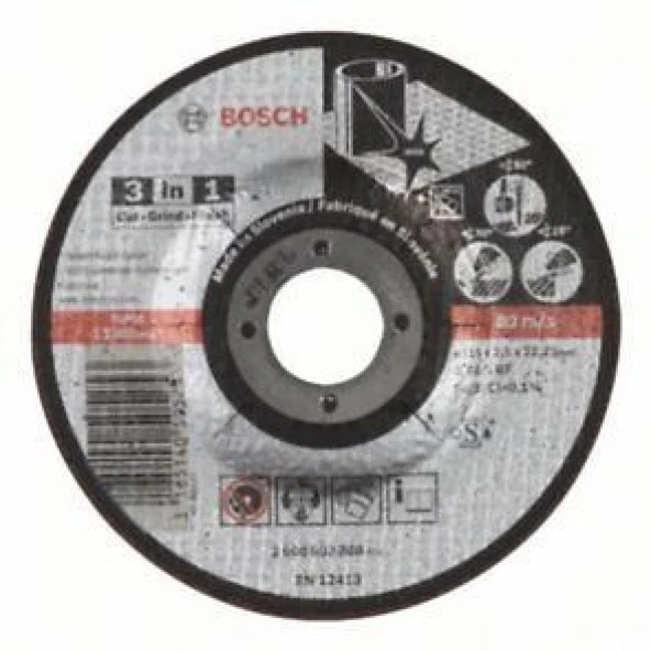 Bosch 3İn1 Metal kesme taşı 115 MM 2.608.602.388 ürün görseli