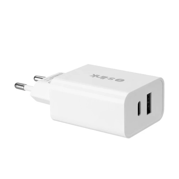 S-link SL-EC60 20W PD3.0/Quick Charge QC3.0 Type USB-C +USB A Hızlı Beyaz Ev Şarj Adaptör - 3