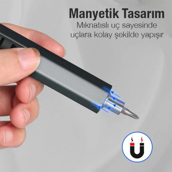 Polham 40 Parça Şarjlı Tornavida Seti, Manyetik Uçlu, Ultra Hızlı Dönen Başlık, Led Işıklı Tornavida - 2