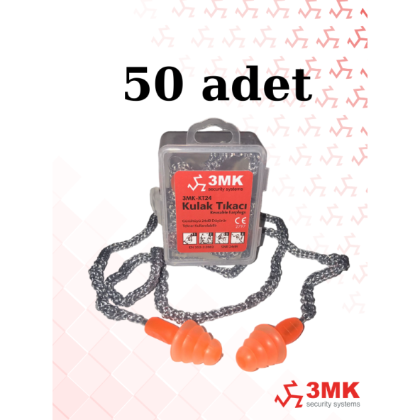 3MK-KT24  Çam Tipi Kordonlu Kulak Tıkacı (50 adet)