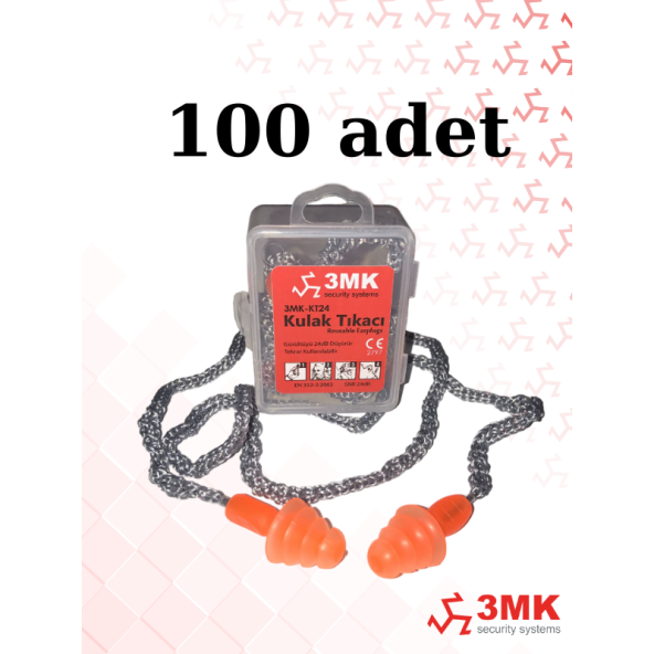 3MK-KT24  Çam Tipi Kordonlu Kulak Tıkacı (100 adet)