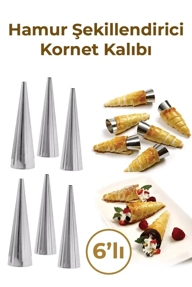 Mithra Life 6 lı Paslanmaz Çelik Hamur Kornet Kalıbı MIT1043 - 3