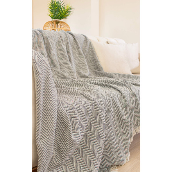 Tabu Home Dokuma Cozy Comfort Koyu Gri Koltuk Örtüsü - 2