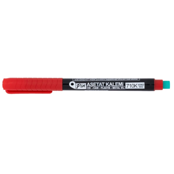 Pin 710 Permanent Asetat Kalemi Silgili (M) Kırmızı 12'li Paket