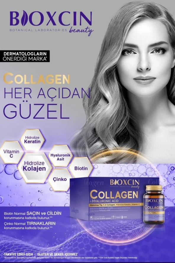Bioxcin Beauty Collagen Toz 30 Saşe X 10.000 Mg Tip 1 - Tip 3 Hidrolize Kolajen - Keratin - 5
