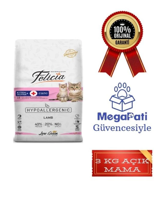 Felicia 3 kg Açık Kitten & Mother Kuzu Etli Yavru ve Anne Kedi Maması