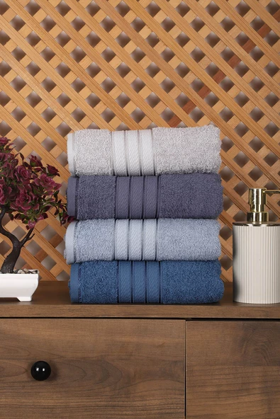 4 lü El Yüz Havlu Seti %100 Pamuk 50x90 Cm Assos Renkli - 4