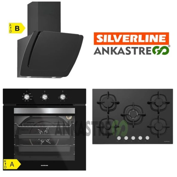 Silverline BO6503B01 - CS5364B01 - 3373 Misto 60 Siyah Cam Ankastre Set