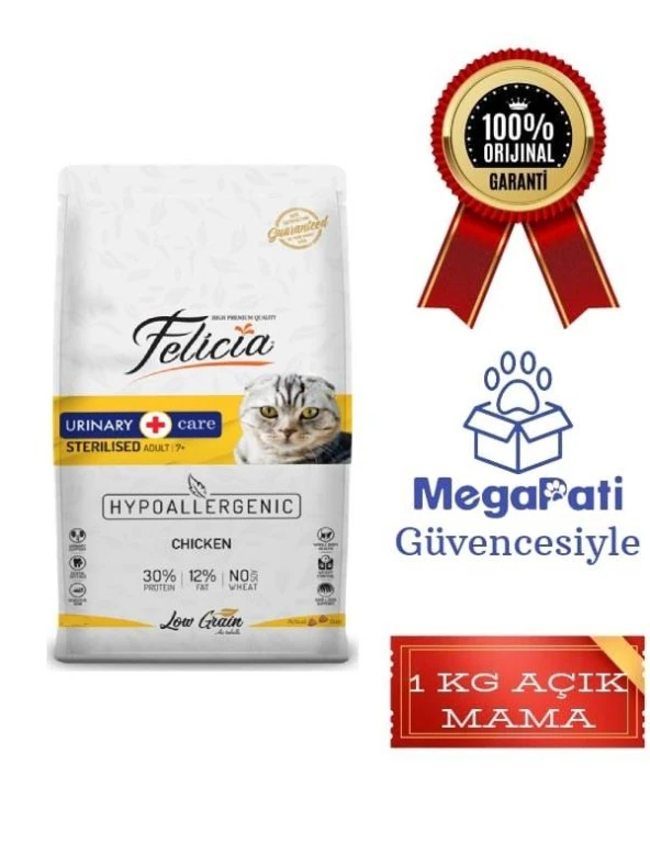 Felicia Sterilised Kısırlaştırılmış Tavuk Düşük Tahıllı  Kedi Maması 1 kg Açık Mama