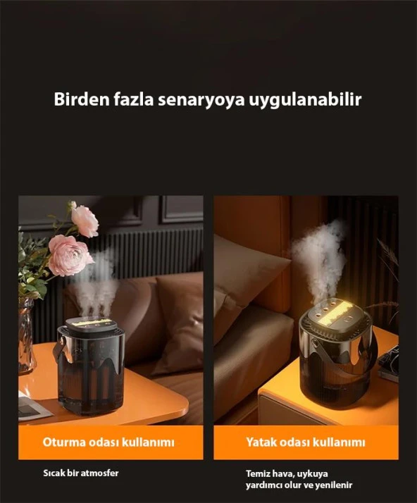 Polham 3Litre 3 Spreyli Esans Koku Eklenebilir Hava Nemlendirici Difüzör, Ofis, Ev Tipi Hızlı Nemlendirici - 4
