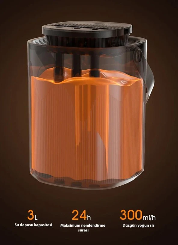 Polham 3Litre 3 Spreyli Esans Koku Eklenebilir Hava Nemlendirici Difüzör, Ofis, Ev Tipi Hızlı Nemlendirici - 5