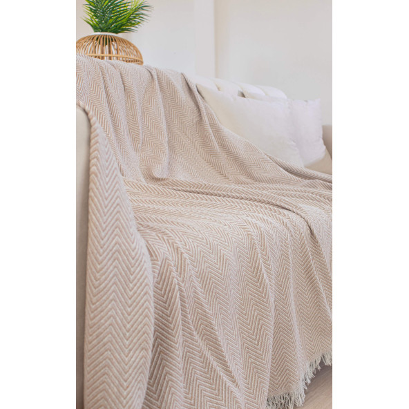 Tabu Home Dokuma Cozy Comfort Bej Koltuk Örtüsü - 2