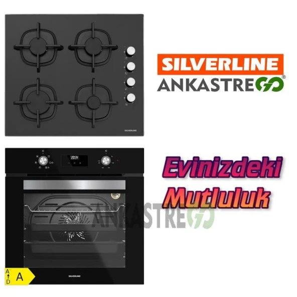 Silverline BO6502B02 - CS5343B01 Siyah Cam Ankastre Set