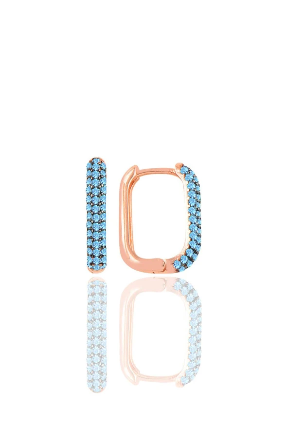 Gümüş rose akuamarin taşlı trend küpe SGTL10892MAVI ürün görseli 1
