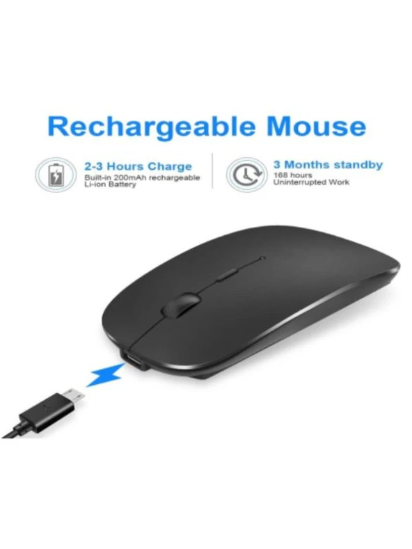 Honor Pad X9 11.5" Uyumlu Kablosuz Bluetooth Şarj Edilebilir Mini Q Klavye Mouse Seti - Siyah - 4