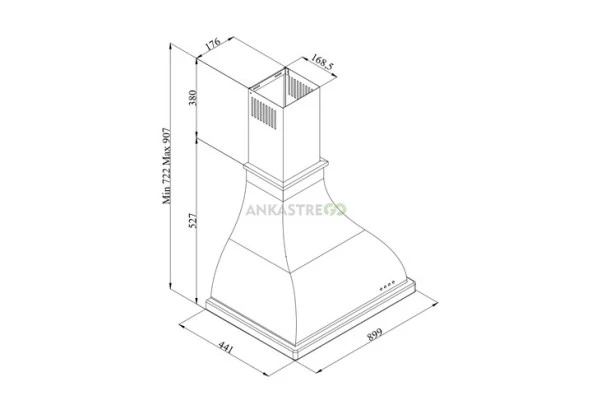 Silverline 2238 Retro Duvar Tipi 90 CM Davlumbaz Bej - 2
