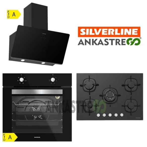 Silverline BO6501B01 - CS5365B01 - 3457 Soho 80 Siyah Ankastre Set