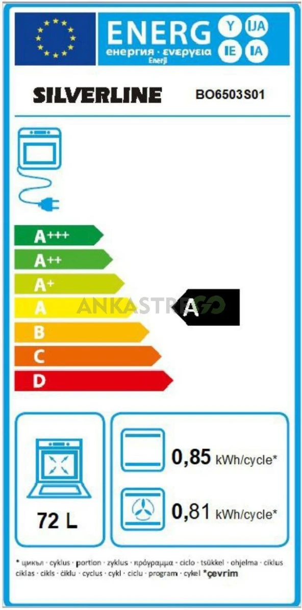 Silverline BO6503S01 S3 Ankastre Fırın Gri - 3