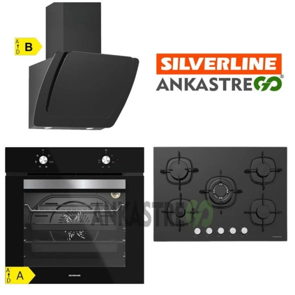 Silverline BO6501B01 - CS5365B01 - 3373 Misto 60 Siyah Cam Ankastre Set