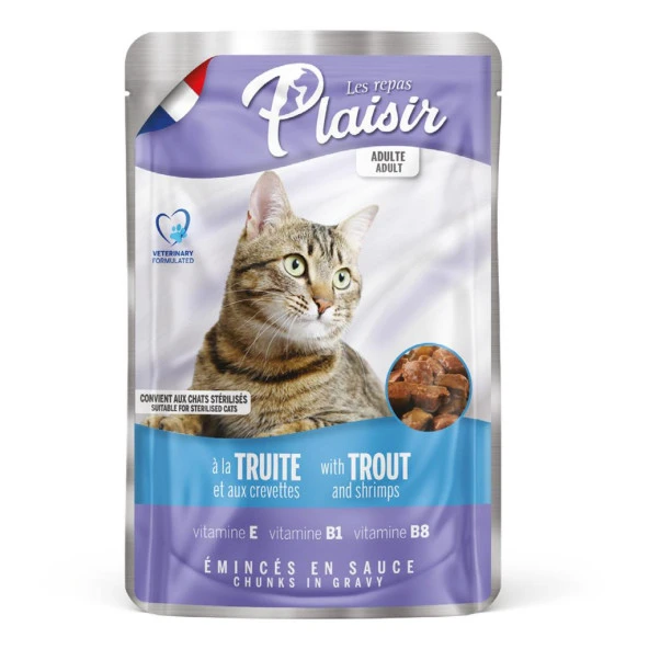 Plaisir Pouch 100Gr Alabalıklı&Karidesli 1Adet Kedi Maması