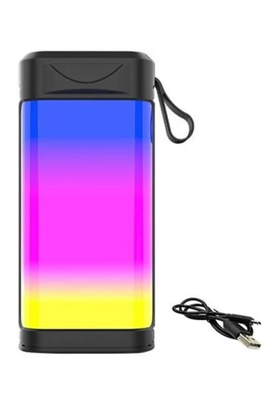 Usb Şarjlı Renkli LED Işıklı 1200 mAh 5W Portatif Müzik Sistemli Mini El Tipi Hoparlör - 11
