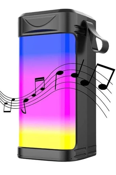 Usb Şarjlı Renkli LED Işıklı 1200 mAh 5W Portatif Müzik Sistemli Mini El Tipi Hoparlör - 10