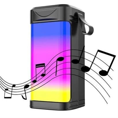 Usb Şarjlı Renkli LED Işıklı 1200 mAh 5W Portatif Müzik Sistemli Mini El Tipi Hoparlör - 7