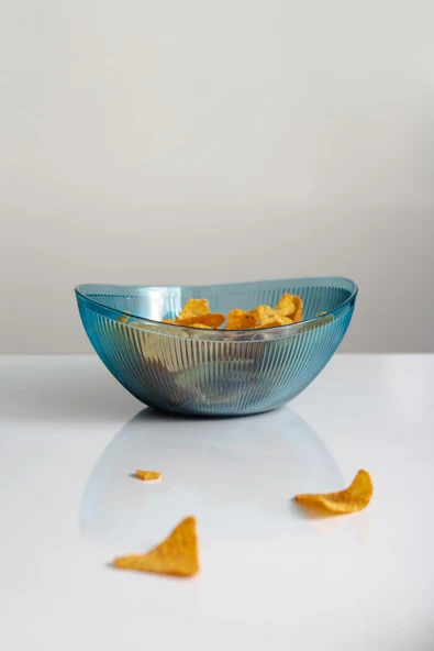 Akrilik Barok Aquamarin Orta Boy Oval Meyve & Salata Kasesi & Karıştırma Kabı / 1,6 Lt  (CAM DEĞİLDİR) - 8