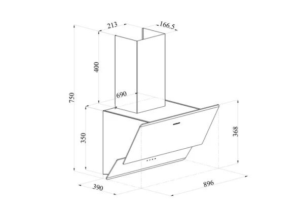 Silverline 3490 Oslo Duvar Tipi Davlumbaz 90 CM Siyah - 2