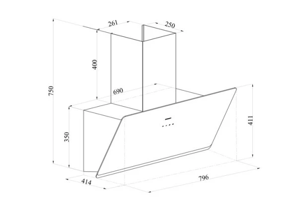 Silverline 3457 Soho Duvar Tipi 80 CM Davlumbaz Vizon - 2