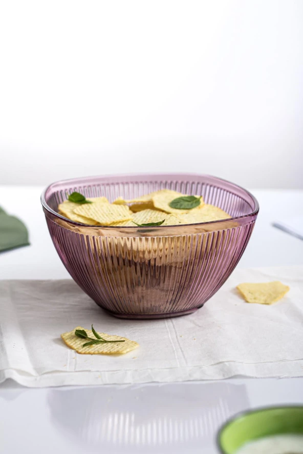 Akrilik Barok Mürdüm Orta Boy Kare Meyve & Salata Kasesi & Karıştırma Kabı / 1,5 Lt  (CAM DEĞİLDİR) - Resim 7