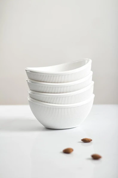 Akrilik Barok Beyaz Oval 4'lü Küçük Kase Seti & Çerezlik & Sunumluk & İkramlık (Cam Değildir) - Resim 10