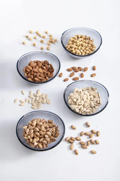 Akrilik Barok Lacivert Oval 4'lü Küçük Kase Seti & Çerezlik & Sunumluk & İkramlık (Cam Değildir) - Resim 6