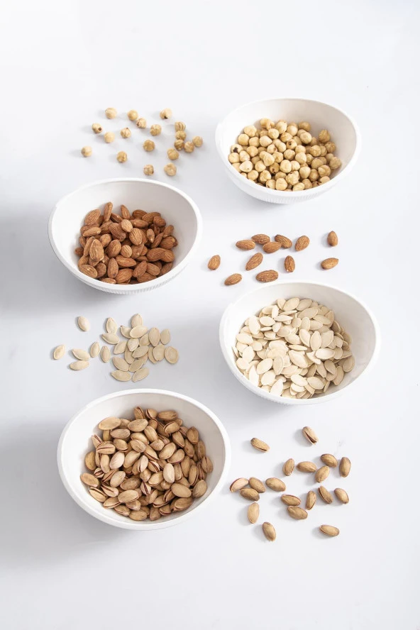 Akrilik Barok Beyaz Oval 4'lü Küçük Kase Seti & Çerezlik & Sunumluk & İkramlık (Cam Değildir) - Resim 5