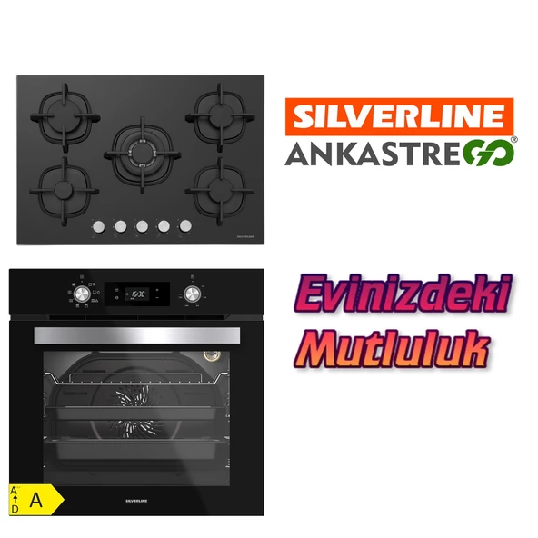 Silverline BO6504B01 - CS5364B01 Siyah Cam Ankastre Set