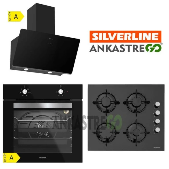 Silverline BO6501B01 - CS5349B01 - 3457 Soho 60 Siyah Cam Ankastre Set