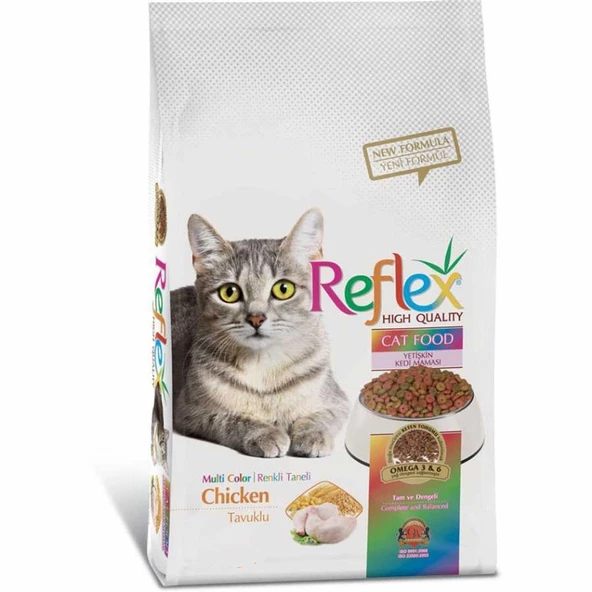 Reflex Beyaz Multicolor Tavuklu Renkli Yetişkin Kedi Maması 15 KG